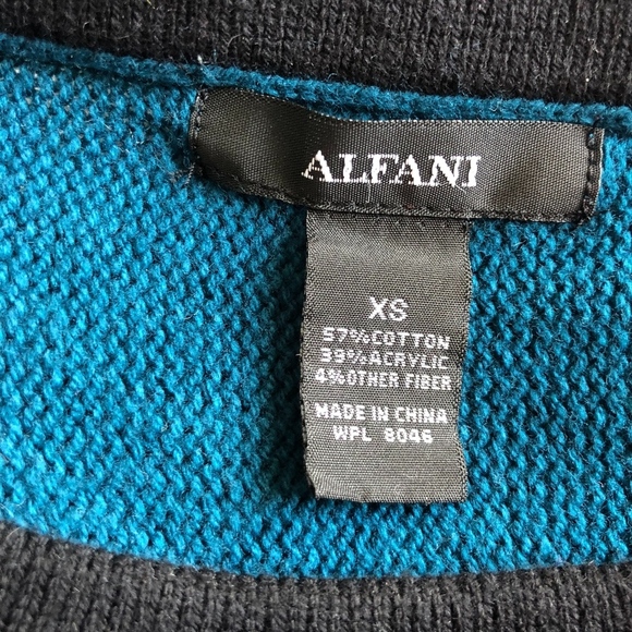 *ALFANI* Blue x Black Long Sleeve Sweater Size XS - Picture 3 of 3